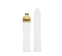 SEQLTWFC Universal Curved Silicone Watch Strap Compatible With GC Little Bee Dive Series YA136320/22 YA101202 Watchband 20 22 23mm Waterproof Belt(White-Gold B,23mm)