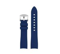 SEQLTWFC Universal Curved Silicone Watch Strap Compatible With GC Little Bee Dive Series YA136320/22 YA101202 Watchband 20 22 23mm Waterproof Belt(Blue-Silver,20mm)