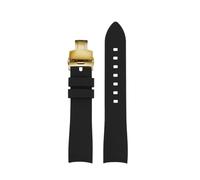 SEQLTWFC Universal Curved Silicone Watch Strap Compatible With GC Little Bee Dive Series YA136320/22 YA101202 Watchband 20 22 23mm Waterproof Belt(Black-Gold B,22mm)