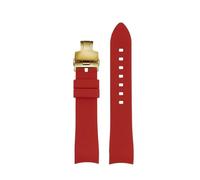 SEQLTWFC Universal Curved Silicone Watch Strap Compatible With GC Little Bee Dive Series YA136320/22 YA101202 Watchband 20 22 23mm Waterproof Belt(Red-Gold B,20mm)