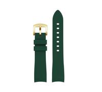 SEQLTWFC Universal Curved Silicone Watch Strap Compatible With GC Little Bee Dive Series YA136320/22 YA101202 Watchband 20 22 23mm Waterproof Belt(Green-Gold,20mm)