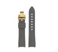SEQLTWFC Universal Curved Silicone Watch Strap Compatible With GC Little Bee Dive Series YA136320/22 YA101202 Watchband 20 22 23mm Waterproof Belt(Grey-Gold B,20mm)