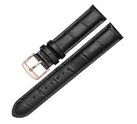 SEQLTWFC Universal Replacement Leather Watch Strap Leather Watchband for Men Women 12mm 14mm 16mm 18mm 19mm 20mm 21mm 22mm Watch Band(Black Rosegold,14mm)