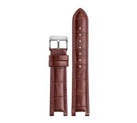 SEQLTWFC Watch Strap Compatible With GC Watches band 22 * 13mm 20 * 11mm Notched watchband genuine leather blue wristwatches belt(Brown pin buckle,20-11 gold bcukle)