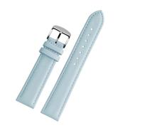 SEQLTWFC White Pink Blue Black Cowhide Watch Strap Compatible With VERSACE VBQ050017 VBP040017 Watchband 14mm 16mm 18mm 20mm With Women's Watch Belt(Skyblue-Silver,20mm)
