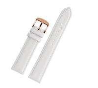 SEQLTWFC White Pink Blue Black Cowhide Watch Strap Compatible With VERSACE VBQ050017 VBP040017 Watchband 14mm 16mm 18mm 20mm With Women's Watch Belt(White-rosegold,14mm)