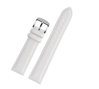 SEQLTWFC White Pink Blue Black Cowhide Watch Strap Compatible With VERSACE VBQ050017 VBP040017 Watchband 14mm 16mm 18mm 20mm With Women's Watch Belt(White-Silver,22mm)