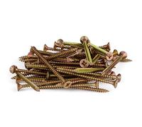 SEQUAL Multi-Purpose M5 x 60mm Screws (Pack of 200), Yellow & Zinc, Double Countersunk Wood & MDF Screws