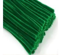 SEQUENTIAL - 100 pcs GREEN pipe cleaners for craft - super soft chenille wire stems 6mm x 30cm long - arts & crafts creative DIY projects decorations (100 GREEN)