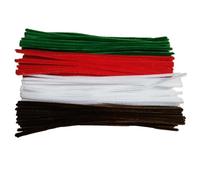SEQUENTIAL - 400 pcs CHRISTMAS ASSORTED GREEN RED WHITE & BROWN pipe cleaners for craft - super soft chenille wire stems 6mm x 30cm long - arts & crafts creative DIY projects decorations (400 XMAS)