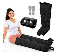Sequential Air Compression Multi-Zone Massager - 6 air Chambers - Adjustable Pressure - Adjustable Timer - 2 Leg Sleeves, Black