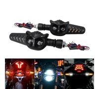 Sequential Fishbone LED Turn Signal 12V for Motorcycle(Blue+Yellow) | White and yellow dual mode, running lamp function, easy 12V install, fit for bikes