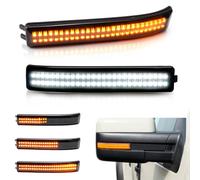 Sequential Switchback Side Mirror Turn Signal Lights for 2009-2014 Ford F150 and Raptor SVT, Smoked Lens LED Mirror Marker Reflector Amber Lights and White DRL