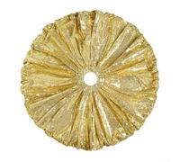 Sequin adorned Christmas tree skirt with ruffle edge design, for adding a glittering touch to holiday decor and birthday party setups