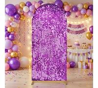 Sequin Arch Backdrop Cover Big Payette Glitter Arch Cover 6FT,Purple