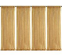 Sequin Backdrop Curtain 4 Panels 2ftx8ft Wedding Ceremony Background Backdrop Glitter Shimmer Fabric Gold Backdrop Drapes