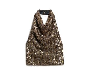 Sequin Backless Blouse with Cowl Neck for Women Superdry Brown XL