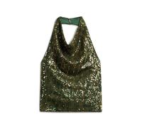 Sequin Backless Blouse with Cowl Neck for Women Superdry Vert XL