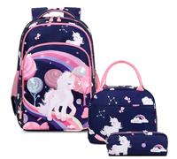 Sequin Backpack Girls Unicorn Backpack Elementary School Bag Set Kids Rucksack 3 in 1 Children Backpack for School