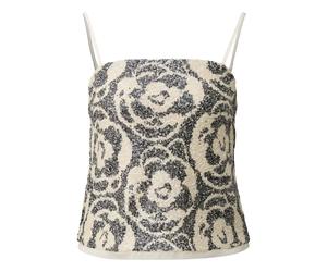 Sequin Bandeau Style Tank Top with Removable Strap for Women COMMA Beige 42