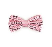 Sequin Banded Bow Ties Men's Adjustable Length Bowtie, Double-Layer Bowtie, Many Colors to Choose From, Pink, One size