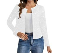 Sequin Blazer Jacket Women Long Sleeve Sequined Sliming Blazers Sparkly Glitter Suit Jackets Shimmer Shining Suits Coat Autumn Winter Fashion Coats Holiday Carnival Festival Clothes Ladies S-XXL