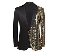 Sequin Blazer Men's Gold: Suit Jacket Suits Jacket Glitter Blazer Jackets Men's Jacket Jacket 1 Button Blazer Jacket Blazer Coat For Wedding Party Carnival Costume Slim Fit Suit Jackets, Gold2, 3XL
