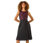 Sequin Bodice Belted Chiffon Dress Roman Magenta 20