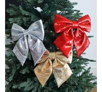 Sequin Bow Ornament for Holiday and Christmas Tree Decoration Featuring Lightweight Foam Cotton and Dazzling Sparkle (Pink 25 * 20)