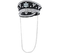 Sequin Captains Hat Studded Chain Festival Fancy Dress Costume Accessory