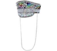 Sequin Captains Hat Studded Chain Festival Fancy Dress Costume Accessory