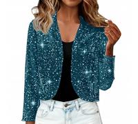 Sequin Cardigans for Women Casual Sparkly Glitter Long Sleeve Open Front Boleros Shrugs Elegant Lightweight Shiny Evening Club Party Cocktail Wedding Evening Cover Up Blazer