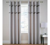 Sequin Cluster Eyelet Curtains Silver 66" x 90"