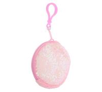 Sequin Coin Purse for Earbuds and Cables, Pink | Protective Plush-lined Pouch, Bag Clip Attachment, Everyday Desk Organisation, for Commuters and Office Workers