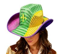 Sequin Cowboy Hat,Mardi Gras Colorful Sequin Headwear,Women Cowgirl Party Hats | for Holiday Carnival St. Patrick's Day Irish Events Masquerade Cosplay Celebration