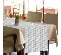 Sequin Disco Party Table Runner, Mirror Silver Foil Tablecloth Runner Silver Glitter Table Cover for Disco Theme Party Birthday Table Decoration