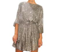 Sequin Dresses for Women UK Long Sleeve Glitter Party Sparkle Loose Fit Shift Mini Short with Belt Plus Size Slim Tunic Swing for Daily Evening Wedding
