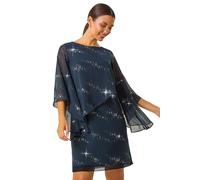 Sequin Embellished Asymmetric Overlay Dress Roman Navy 12