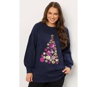 Sequin Embellished Baubles Christmas Jumper Evans Mid Navy 18