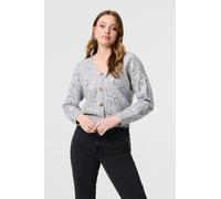 Sequin Embellished Cropped Cardigan Izabel London Grey M