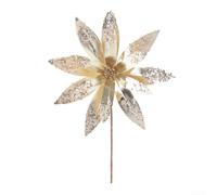 Sequin Fabric Christmas Flower 33cm Cloth Simulation Ornaments for DIY | 30cm for stem easy insertion suits tree garland wreath or wedding artificial flowers in various colors