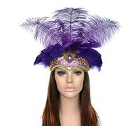 Sequin Feather Headband Elastic 1920s Headband 1920s Flapper Headpiece Vintage Flapper Accessories for Women for Costume Prom Wedding Party(Purple)