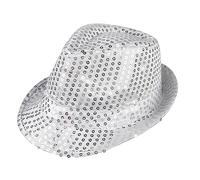 Sequin Fedora Hat Solid Color Glitter Jazz Dance Trilby Hat Men Women Hip Hop Cap Night Out Costume Party Props Bling Dance Shining Cap for Stage Performance Mardi Gras Cosplay Fancy Dress Events