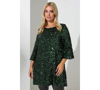 Yours London Curve Sequin Flute Sleeve Top - Women's - Plus Size Curve