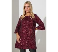 Yours London Curve Sequin Flute Sleeve Top - Women's - Plus Size Curve