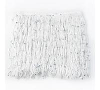 Sequin Fringe Tassel Lace for Sewing Latin Dress Trim Fabric Dance Performance Fringes Ribbon DIY Accessories Sequins Lace Tassel(White,20cm-1Meter)