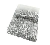 Sequin Fringe Trim 1/2/4Yard 20cm Sequin Tassel Lace Trim Glitter Fringe Ribbon DIY Handmade Dance Performance Clothing Decoration Material(4Silver,1Yard)