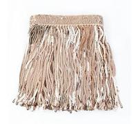 Sequin Fringe Trim 1/2Yards 14cm Tassel Fringe Lace Trim Ribbon Colorful Sequins DIY Handmade Dance Performance Clothing Sewing Accessories(Champagne,14cm-1Yard)
