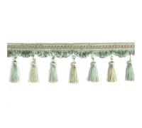 Sequin Fringe Trim 3&6 Meters Tassel Lace Fabric Fringe Trim Crystal Beaded for DIY Sewing Curtain Accessories Decoration(Light Blue,3Meter)