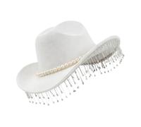 Sequin Hat | Shiny and Elegant Wide Brim | Western Hat with Crystal Tassels for Men | For Music Concerts Weddings Celebrations Cosplay and